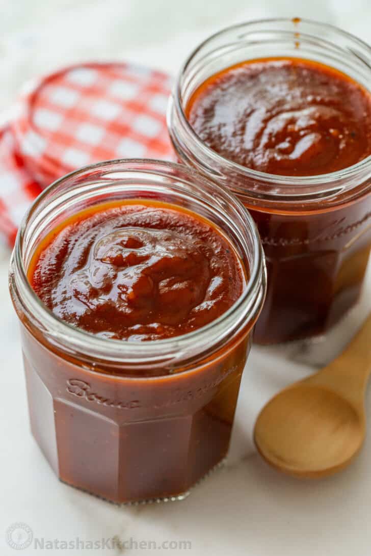 Two jars of homemade BBQ sauce