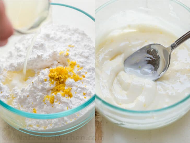 Stirring ingredients to make muffin glaze