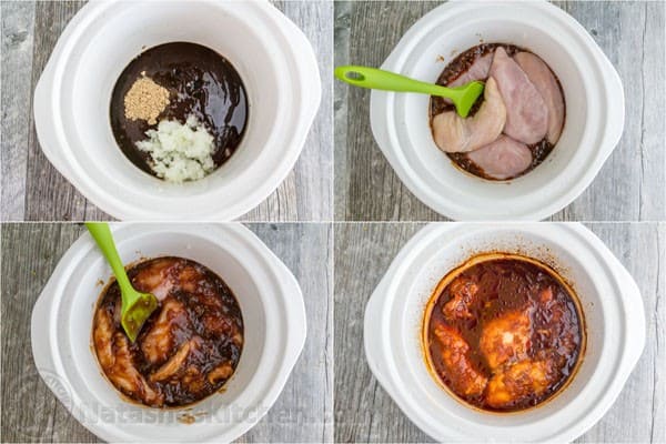 Crockpot BBQ Chicken - The Best Slow Cooker Pulled Chicken! Fall-apart tender, juicy and delicious! | natashaskitchen.com