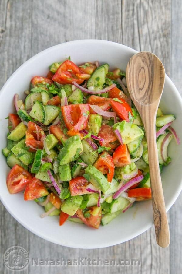 This Cucumber Tomato Avocado Salad recipe is a keeper! Easy, Excellent Salad