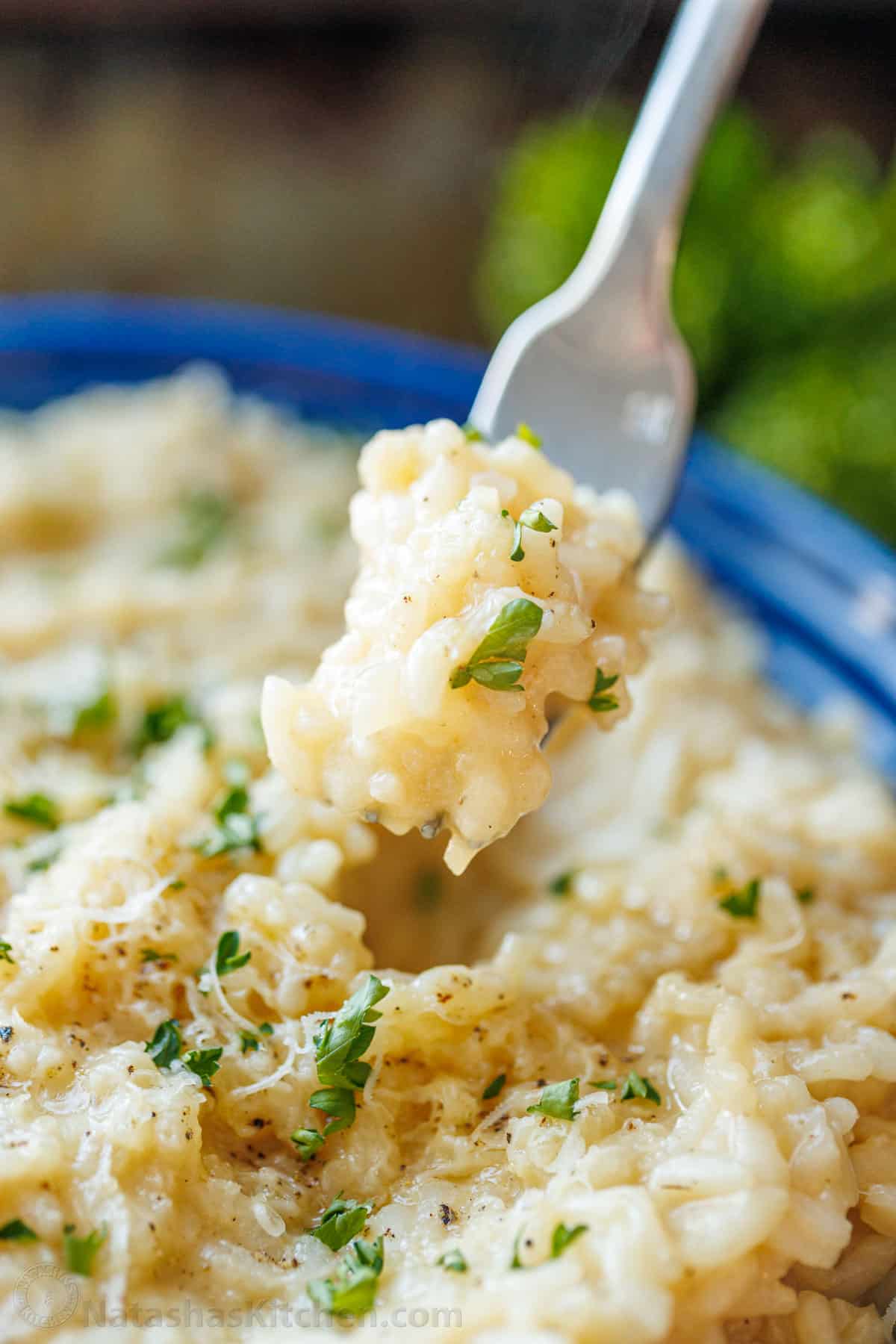 Risotto served on a fork