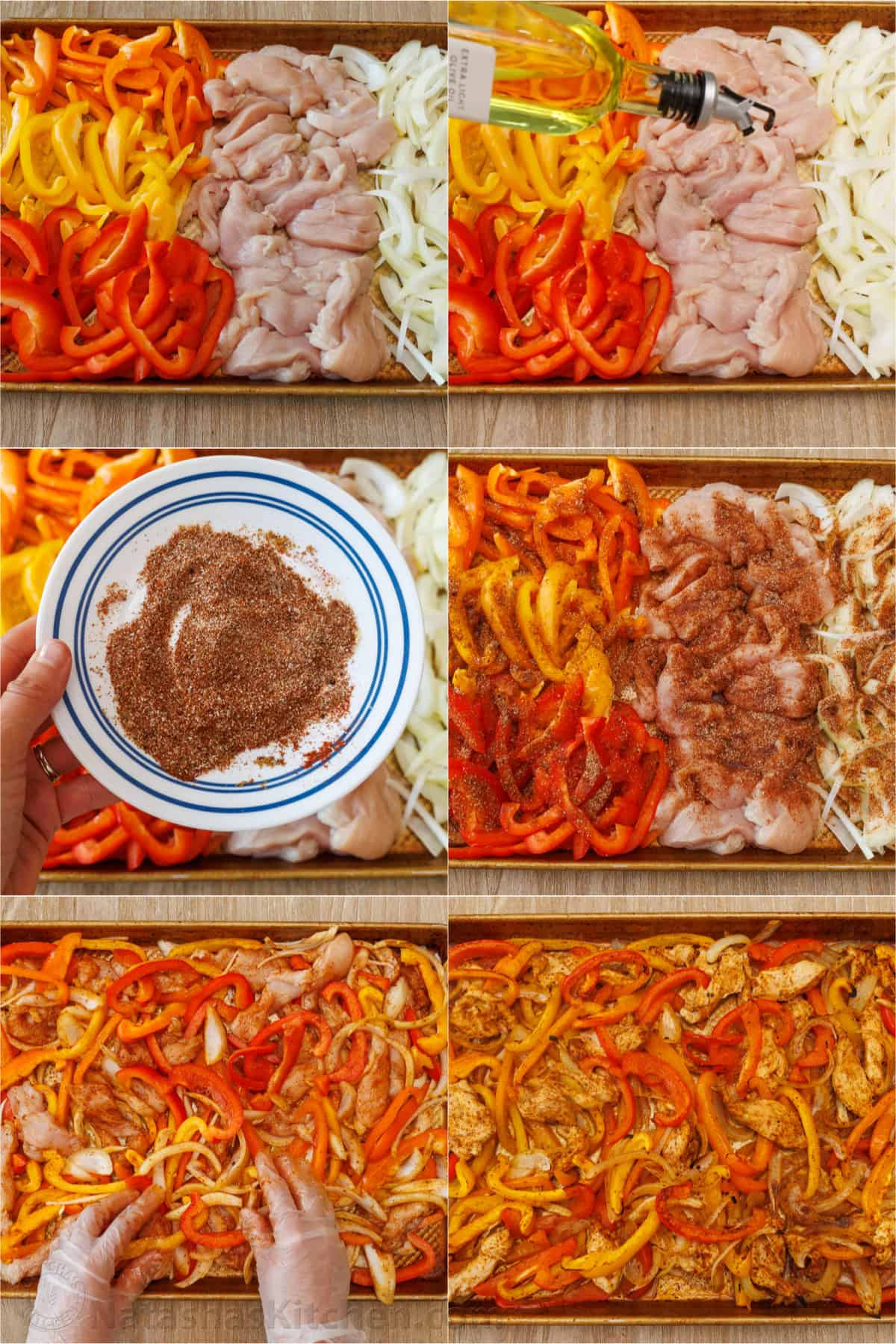 Step by step photos on How to make sheet pan chicken fajitas in the oven